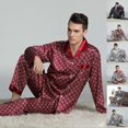 thumbnail image 2 of 2025 New Men's Long Sleeve Silk Satin Classic Printed Pajama Set Luxury Silk Pajama Pajama Set, 2 of 5