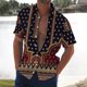thumbnail image 3 of Camisa de manga corta con cuello abatible y botones para hombre, informal, cómoda, transpirable, con estampado 3D de rayas de playa para vacaciones, 3 of 5