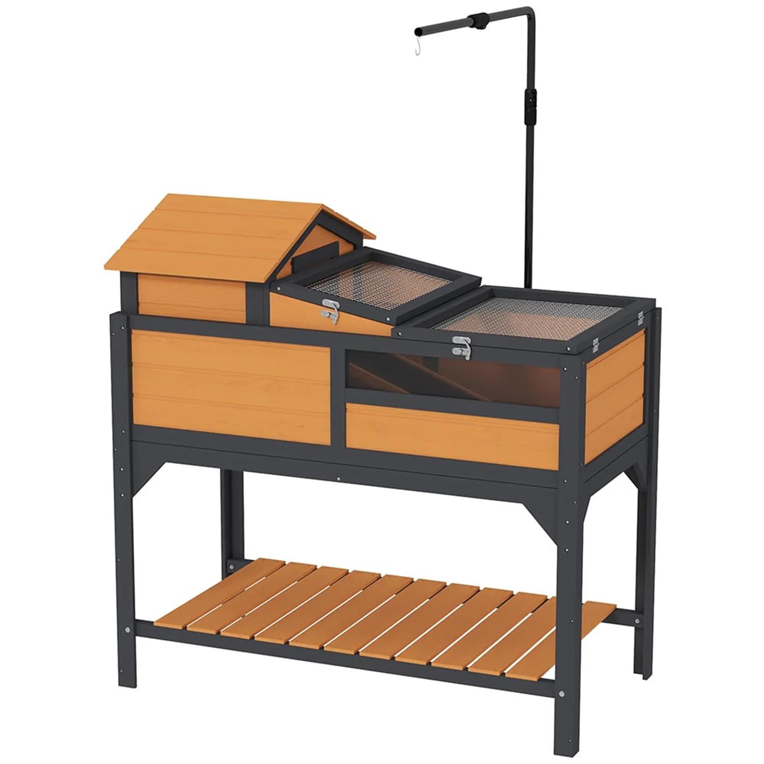 Kadyn 40" Wooden Tortoise House with Adjustable Lamp Holder, Shelf Storage, Reptile Cage Enclosure for Turtles, Lizards, Snakes, Small Animal Habitats, Yellow