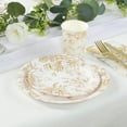 thumbnail image 2 of Efavormart 25 Pack French Toile Disposable Dinner Plates, White Gold Round Paper Party Plates - 9", 2 of 11