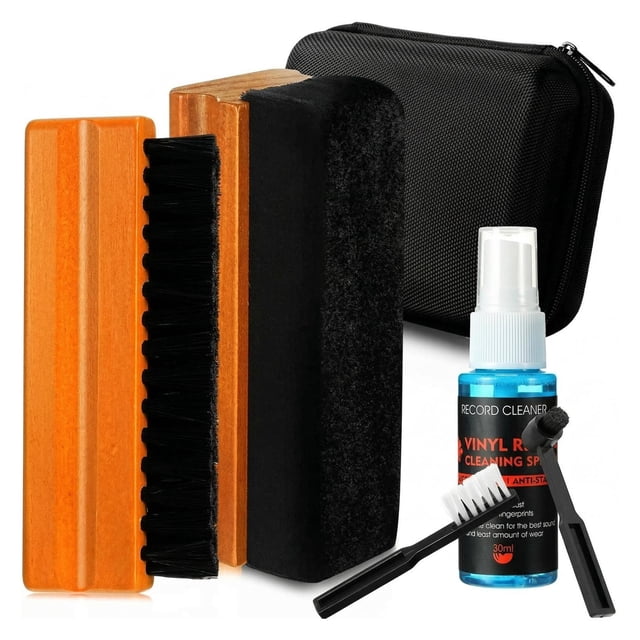 HILABEE 6Pcs Vinyl Record Cleaning Kit Cleaner Solution Maintenance Kit Turntable Accessory for Collectors Audiophiles Cleaning Brush