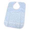 thumbnail image 3 of Durable Cotton Adult Bib Blue Floral Pattern With Crumb Catcher - Easy To Clean, Hook AndClosure - Perfect  Elderly Assistance, 3 of 8