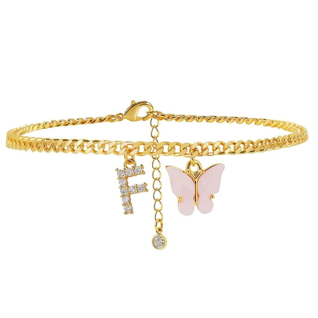 Butterfly Initial Beach Bracelets For Women 26 Letters Anklet Anklet Bracelets Beach Jewelry