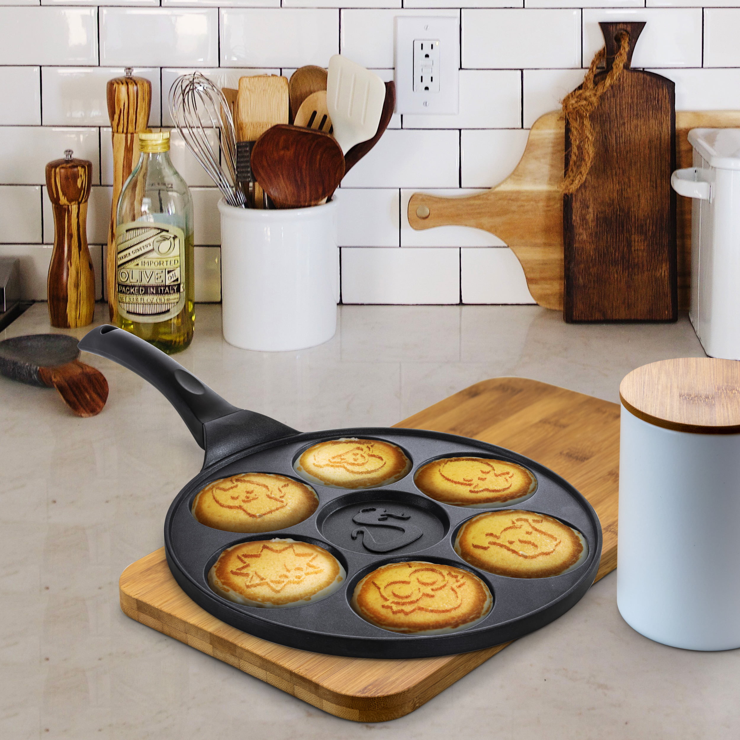 KRETAELY Nonstick Pancake Pan Pancake Griddle With 7-hole Design Mini  Pancake Maker With PFOA Free Coating-black