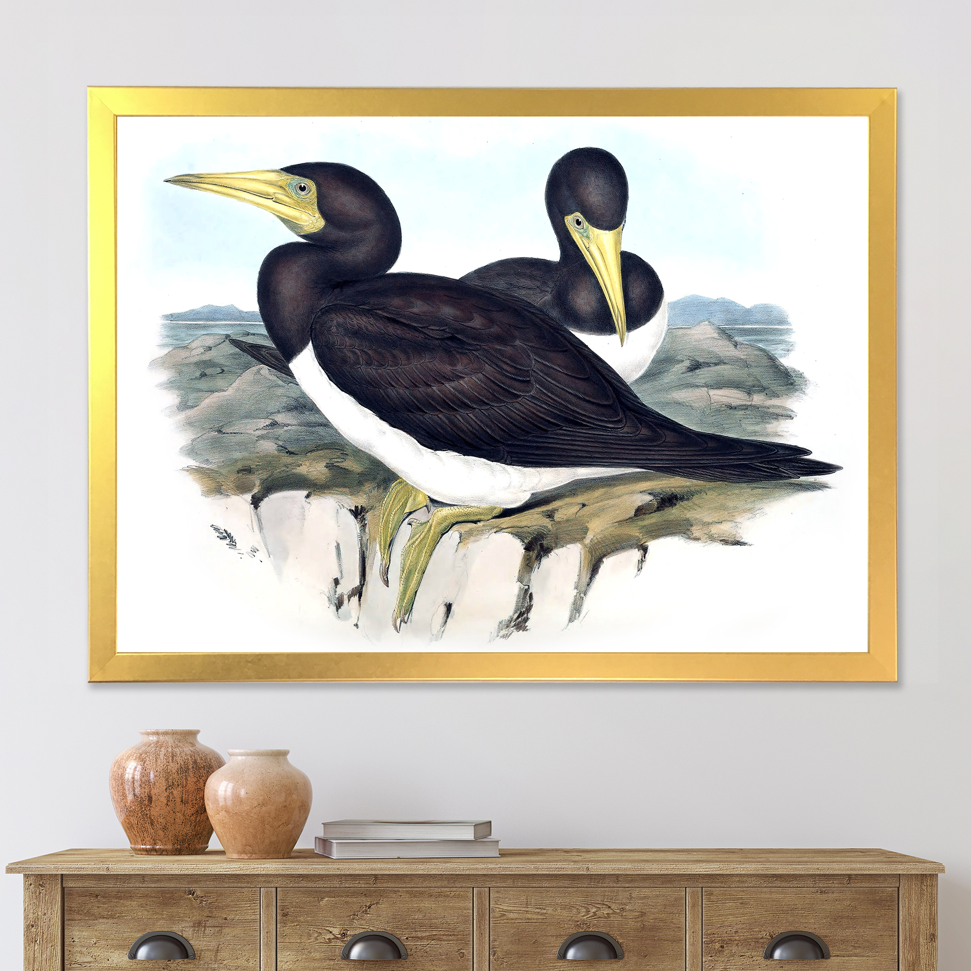Designart 'Ancient Australian Birds XII' Traditional Framed Art Print