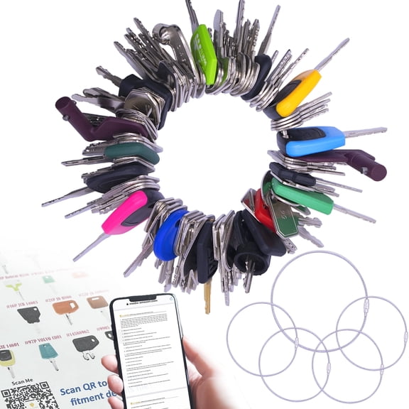 105PCS No-Duplicate Heavy Equipment Keys Set, Construction Ignition Key for CAT JLG Case JD Hyster Kubota Komatsu Yanmar Terex Ford New Holland JCB and More