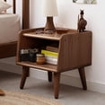 thumbnail image 3 of Hassch Vintage Bedside Table with Open Shelves, Solid Wood Storage Nightstand for Bedroom, Living Room, Small Space, Walnut, 3 of 12