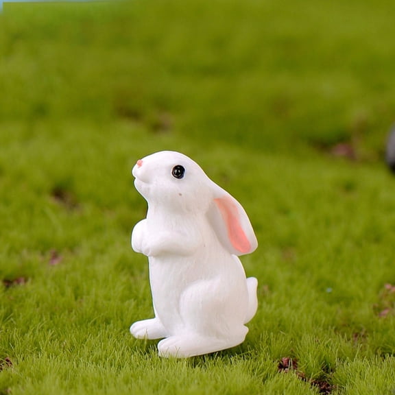 JHEHF Easter Bunnies Mini Rabbit Animal Figures Resin Cute Rabbit Cake Toppers Garden Decorations for Crafting DIY Ornament Birthday Gift
