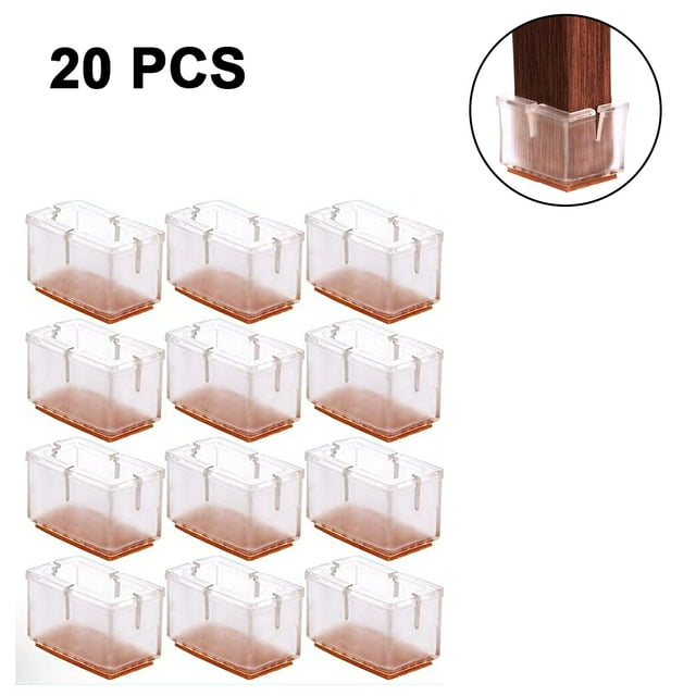 Protectores de patas de sillas para pisos de madera dura Fundas de patas de sillas Protectores de patas de sillas transparentes Paquete de 20 Tapas de patas de muebles de silicona Ormromra 221110-3