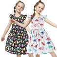 thumbnail image 2 of MXIEZI Toddler Casual Flutter Sleeve Swing Sundress Baby Girls Printed Princess Dress Kids Summer Light Dresses for Girls 18 Months-6 Years, 2 of 9