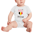 thumbnail image 2 of I Love My Belgian Mom Cute Baby Bodysuit Romper (White, 3-6 Months), 2 of 5