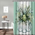thumbnail image 4 of Eucalyptus Leaves Shower Curtain Sage Green Eucalyptus Leaf Flower Shower Curtains for Bathroom Decor Vases Floral Shower Curtain Sets with Hooks Waterproof Fabric Bath Curtain Extra Long 72" X 84", 4 of 6
