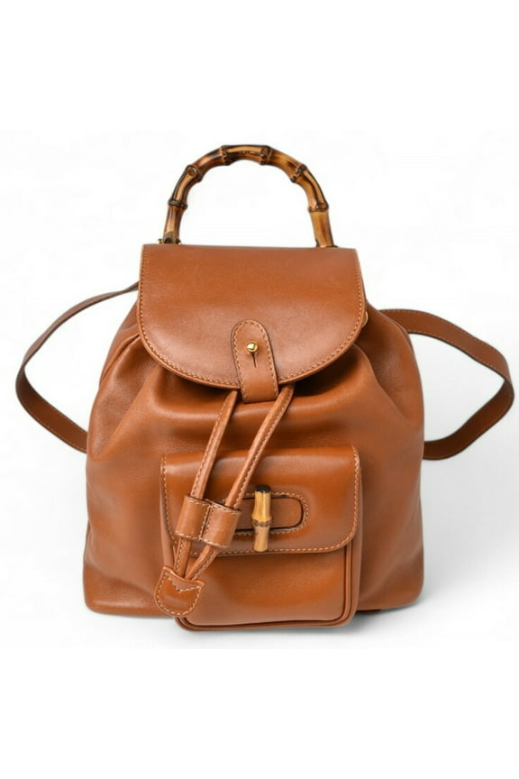 Pre-Owned Gucci Mini Backpack Bamboo/Backpack GUCCI Bag Leather Brown (Good)
