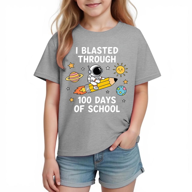 Camiseta de Manga Corta Linda para Niños Niñas Impresión Gráfica Tee de la Escuela de la Temporada, Camisetas de Manga Corta de las Niñas Ropa de Juego Suave