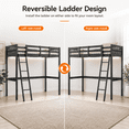 thumbnail image 2 of Zimtown Loft Bed Twin Size with USB Charging Station/LED, Solid Wood Bunk Bed Frame with Flat Rungs, Black, 2 of 10