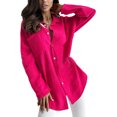 thumbnail image 1 of xiaxaixu Women Button Down Shirts Solid Color Turn-Down Collar Long Sleeve Blouses Spring Fall Commuter Casual Loose Tops, 1 of 6