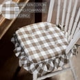 thumbnail image 3 of VHC Brands Farmhouse Country Annie Buffalo Check Portabella Ruffled Chair Pad with Fabric Ties 16.5x18, 3 of 5