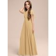 thumbnail image 2 of Drtj 2-14T Kids Junior Bridesmaid Flower Girl Elegant Formal A-line V-Neck Floor-Length Chiffon Dresses, 2 of 6