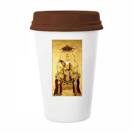 

Dao Chinese God Art Deco Fashion Mug Coffee Drinking Glass Pottery Cerac Cup Lid