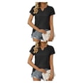 thumbnail image 3 of Jumpingount Camiseta plisada de manga corta con cuello de para mujer, camisetas básicas informales para ir al trabajo, camisas fluidas Type9 NO9, 3 of 6