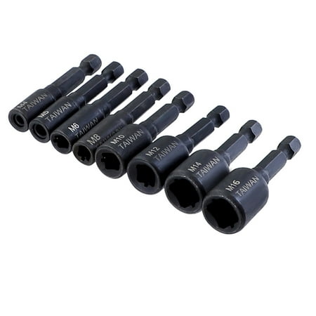 

1/4 Inch Shank Socket Adapter Power Drill Air Screwdriver Alloy Steel Hex Tap Die Socket Adapter 8pcs