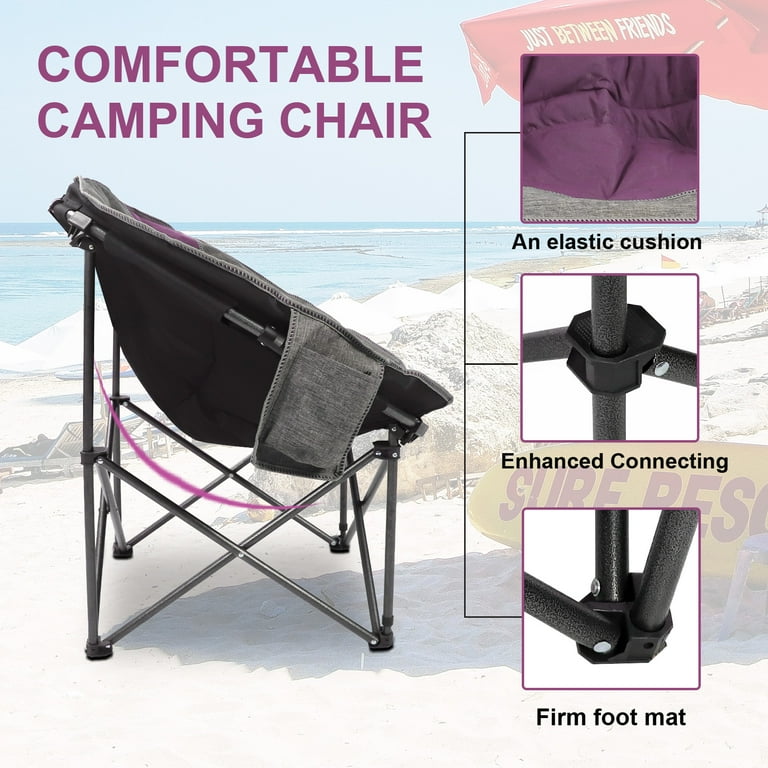 Amazon Round Padded Camping Chair Folding Round Moon Camping Chair