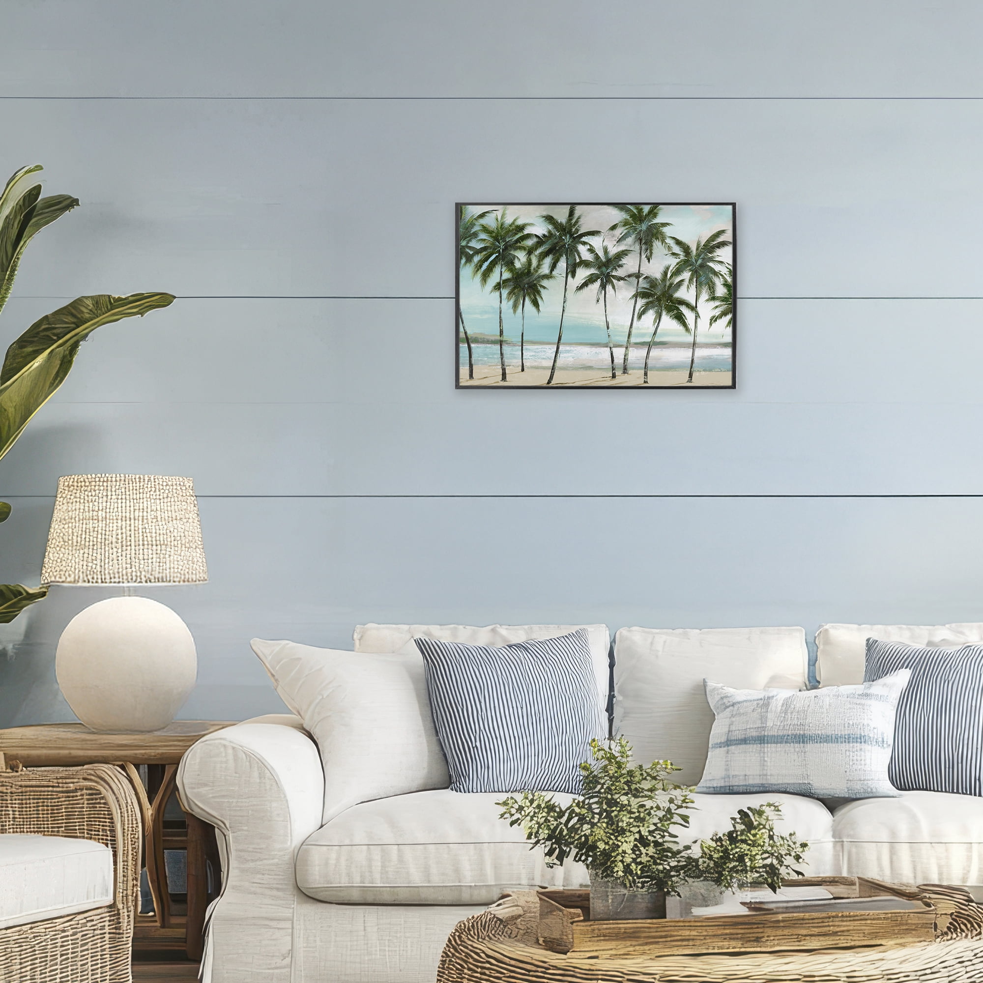 Stupell Industries Palms in A Row Coastal Black Framed Giclee Art, design by Lorenzo Collective