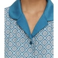thumbnail image 4 of Flora Nikrooz FN Women's 2 Piece Super Soft Satin Trim Notch Collar Pajama Sleep Lounge Set US, Alpha, Medium, Regular, Regular, Teal, 4 of 7