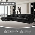 thumbnail image 3 of The Magic Home 155" 4-Seater Cloud Modular 155 L-Shaped Linen Sectional Sofa with Ottoman, Black, 3 of 12