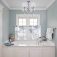 thumbnail image 3 of Blue Beige Floral Kitchen Curtains Small Short 39 Inch Length, Vintage Smear Abstract Art Grommet Top Bedroom Living Room Curtains, Light Filtering Cafe Curtain Drapes 2 Panels Set 55''x39'', 3 of 9