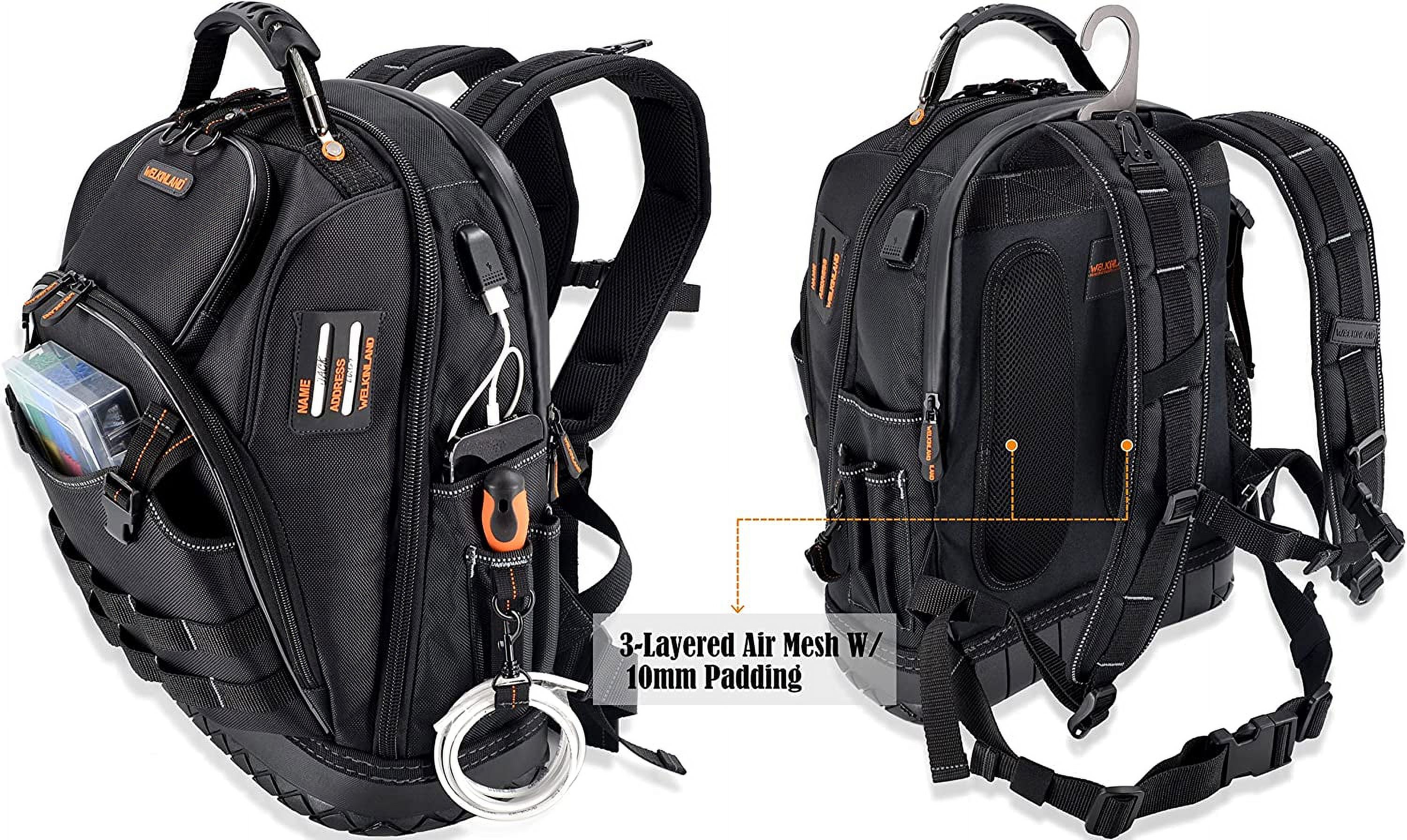 77-Pockets Tool backpack for men, HVAC tool bag backpack, Large electrician backpack for electricians, construction - image 3 of 9