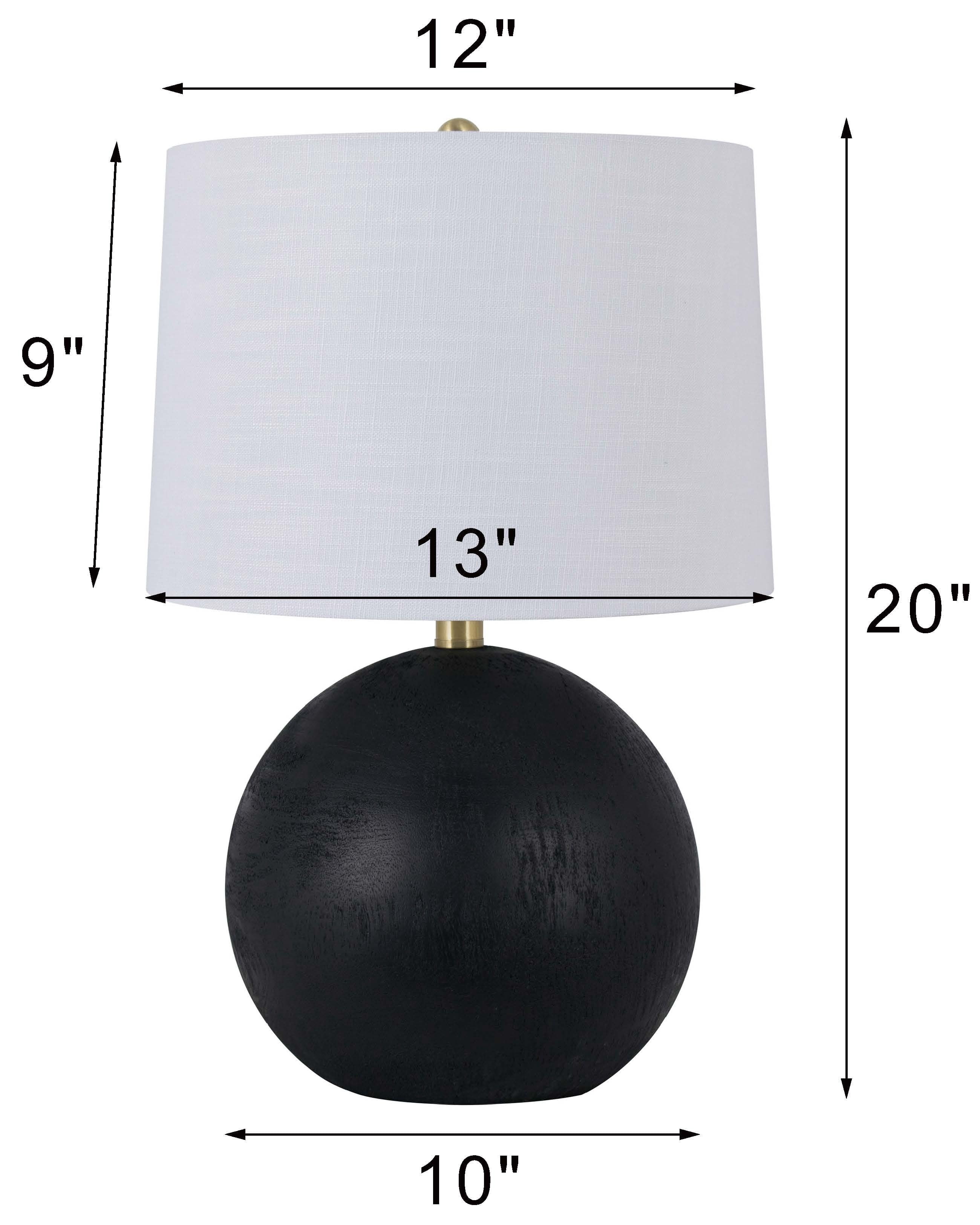 Mainstays 20 in Table Lamp, Black Ball Base with White Shade