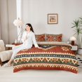 thumbnail image 5 of Homewish Boho Geometric Rhombus 7pcs Queen Bedding,Horizontal Stripes Bedding Comforter Set Queen,Brown Green,Light Gray Reversible, 5 of 8