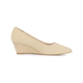 thumbnail image 3 of BLISSFUL STEP Women's Pointed Toe Slip on Wedge Heel Pumps Beige 10, 3 of 7