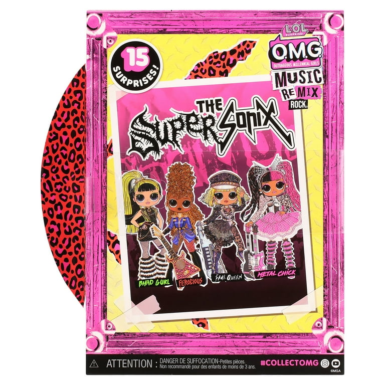 LOL Surprise Omg Remix Rock Ferocious Fashion Doll with 15 Surprises Including Bass Guitar Outfit Shoes Hair Brush Doll Stand Lyric Magazine And Record Player Package for Girls Ages 4 Walmart