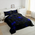 thumbnail image 4 of Teen Geometric Bedding Twin Black Navy Royal Blue Comforter Set Men,Neon Abstract Stereoscopic Check Grid Comforter Square Plaid Bed Duvet Sets 3D Modern Room Decor, 4 of 7