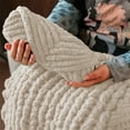 thumbnail image 5 of Lilixerw Bulky 6 Weight Crochet Knitting Chenille Yarn,Soft Polyester Yarn for Slippers Blankets Scarves,Beginner Friendly,200g Skein,Beige,7.87 Inches, 5 of 6
