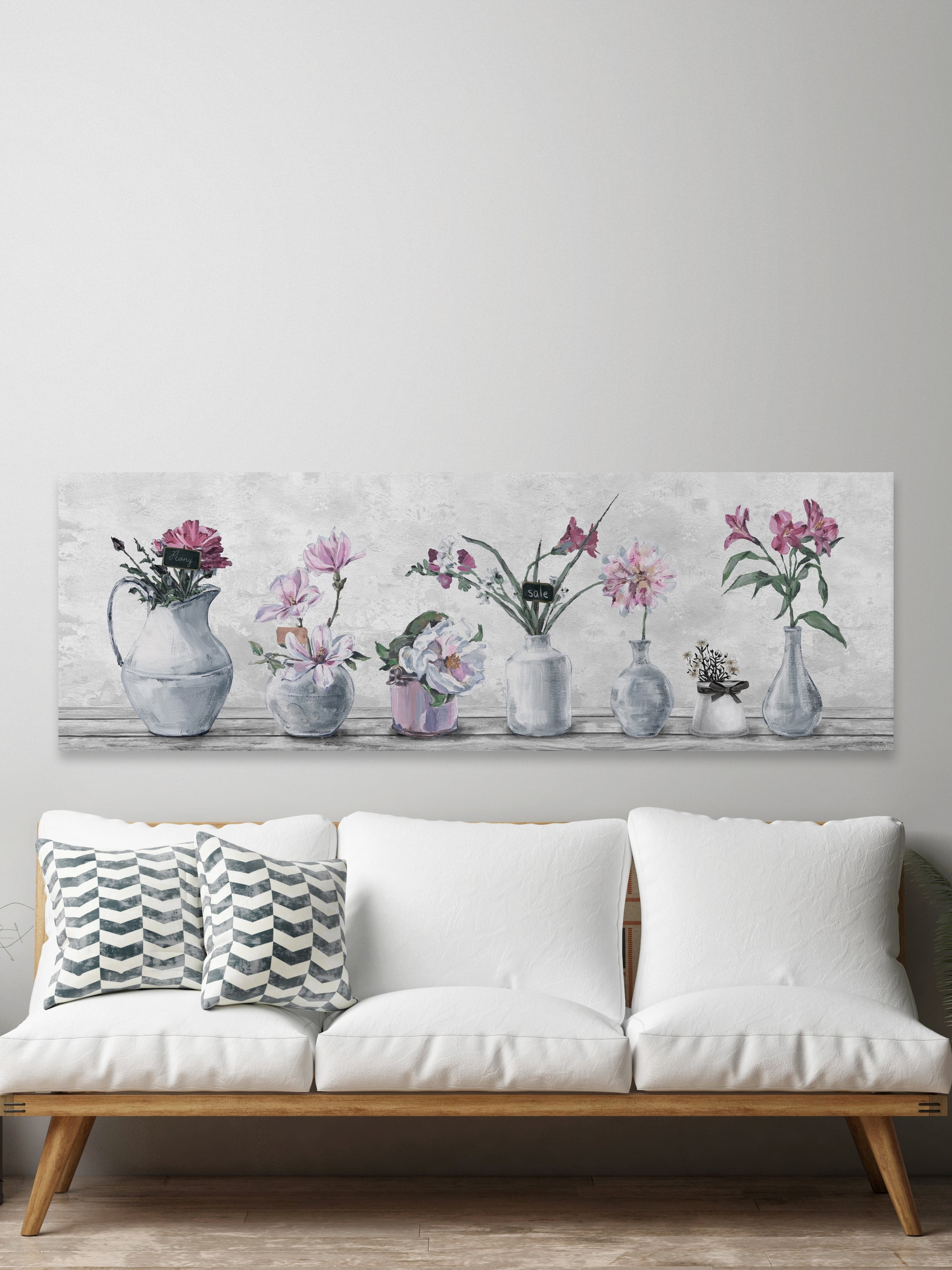 Marmont Hill Blooming Pink Flowers Canvas Wall Art, 5" x 15"