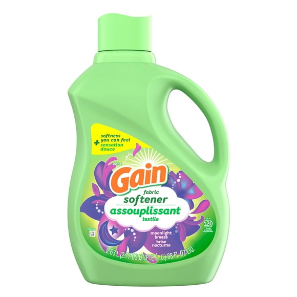 Assouplissant textile liquide Gain pour la lessive, adoucissant textile Moonlight Breeze