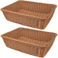thumbnail image 1 of Yarlung 2 Pack Poly Wicker Woven Bread Basket, 16 Inch Rectangular Fruit Baskets Food Serving Holders for Vegetables, Home, Kitchen, Restaurant, Outdoor, Imitation Rattan Brown - -, 1 of 8
