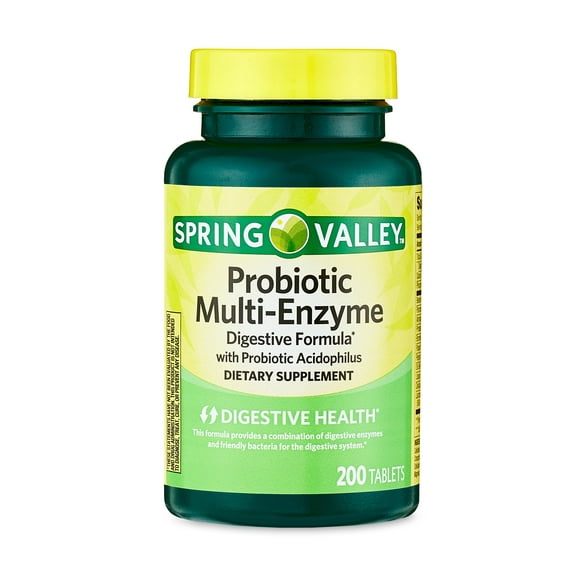 Spring Valley Probiotic Multi-Enzyme Digestive Formula Tablets, 200 Count