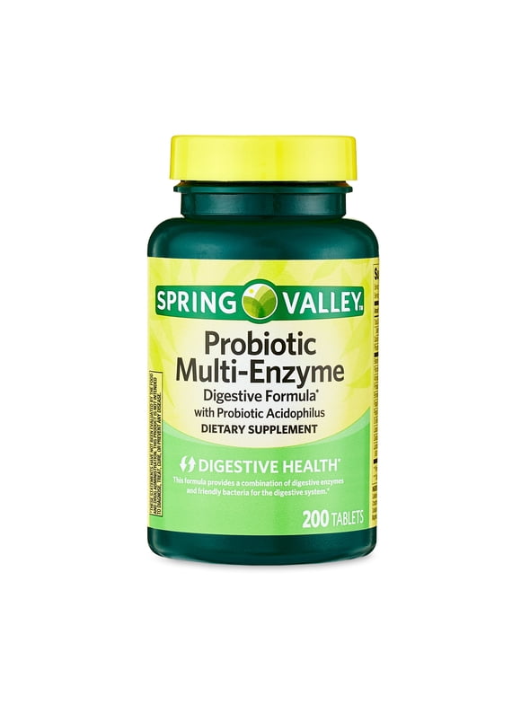 Spring Valley Probiotic Multi-Enzyme Digestive Formula Tablets, 200 Count