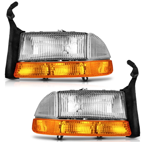 WEELMOTO Headlights for 1997-2004 Dodge Dakota, Headlights Assembly Compatible with 1998 1999 2000 2001 2002 2003 Durango Replacement Headlamp Bumper Lights Signal Lamps Pair