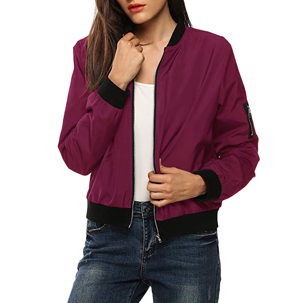 Women's Quilted Jacket Classic Bomber Jacket Coat Casual Short Zip Up Cardigan Outerwear Windbreaker with Pockets 
