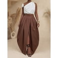 thumbnail image 6 of Brown Oversized Pleated Maxi Skirt With Front Slit, Elegant Resort Style For Daily Wear And Parties, 6 of 7