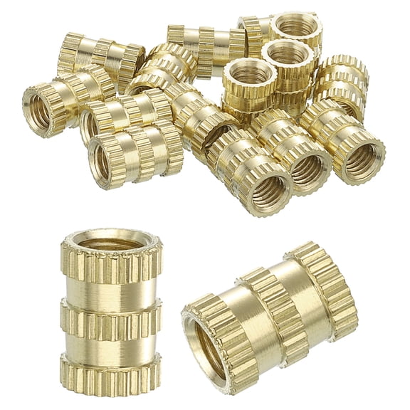 Knurled Insert Nuts, 15Pack M5 x 10mm(L) x 7mm(OD) Thread Printing Brass Nuts Female Threaded Inserts