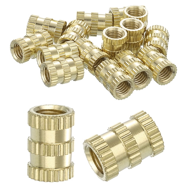 Knurled Insert Nuts, 15Pack M5 x 10mm(L) x 7mm(OD) Thread Printing Brass Nuts Female Threaded Inserts