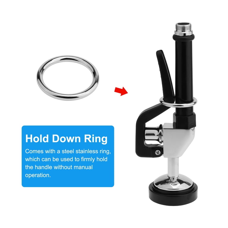 TCEUMIK Pre-Rinse Spray Valve Replacement Kit – 1.42 GPM High-Pressure Chrome Sprayer For Commercial & Restaurant Sink Faucets