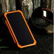 Solar Power Bank Portable Solar Panel Charger with 6 LEDs Bright Flashlight 2 Output Ports