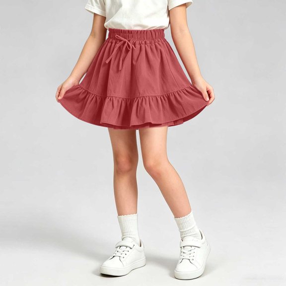 Amidoa Girls Shorts Soft Casual Summer Solid Color Elastic Waist Shorts for Kids Pink Size 3T